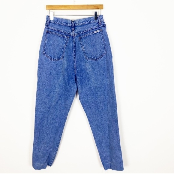 VINTAGE 80s BILL BLASS Acid Wash Super High Waisted Jeans Size 14 Hemmed - Picture 6 of 12